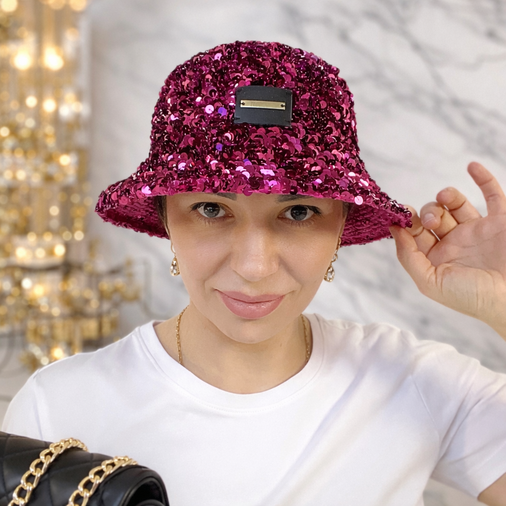 Pink Sequin Bucket Hat – Handmade Sparkly Festival Hat, Statement Party аксессory, Trendy Y2K Style