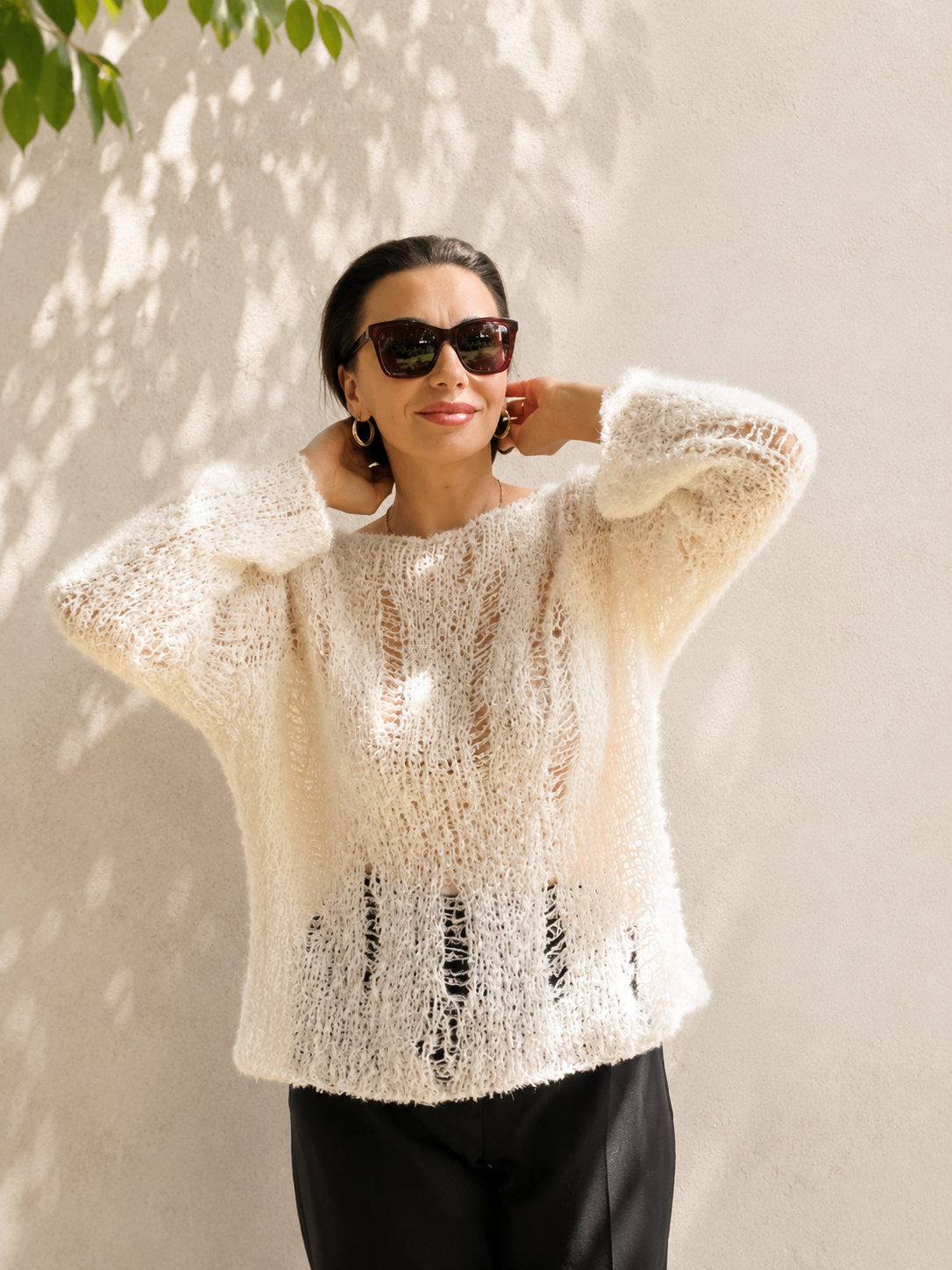 Oversized Cotton Spiderweb Sweater – Distressed Open Knit Summer Pullover