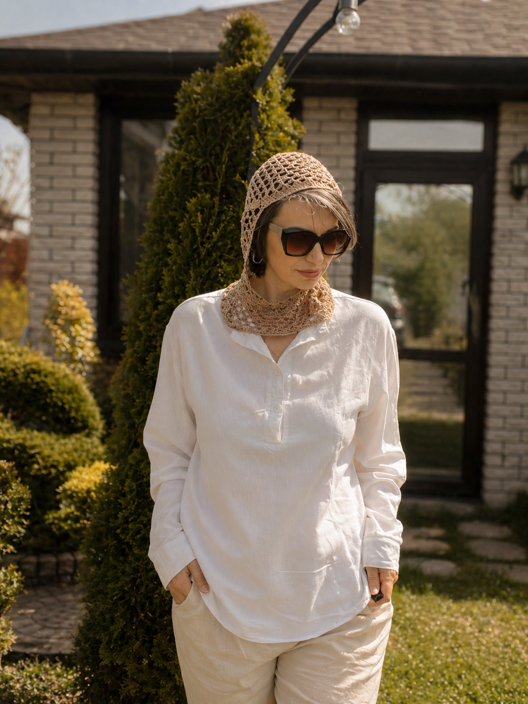 Summer Crochet Balaclava | Lightweight Cotton Hood | Breathable Knit Headwear