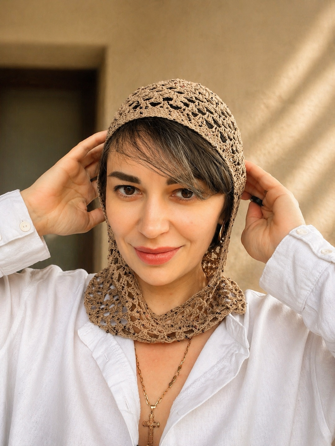 Summer Crochet Balaclava | Lightweight Cotton Hood | Breathable Knit Headwear