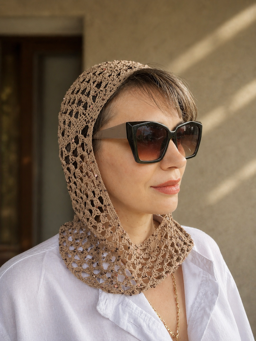 Summer Crochet Balaclava | Lightweight Cotton Hood | Breathable Knit Headwear