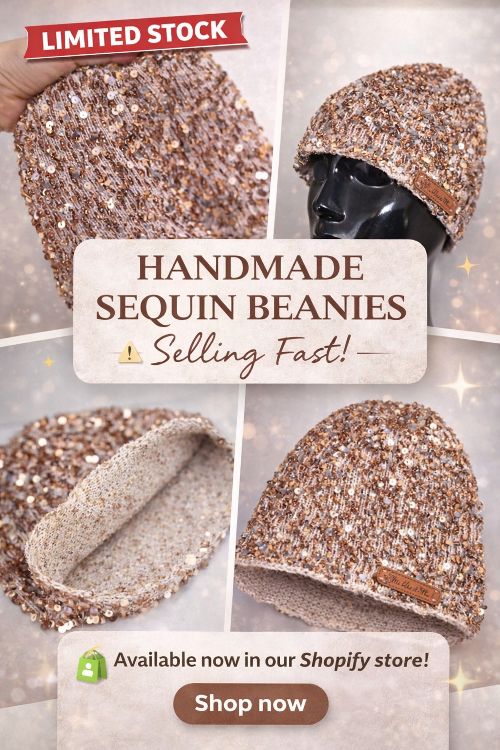 Handmade Sequin Beanie ✨ Luxury Sparkly Hat | Trendy Gift for Her  ✨ -25% LIMITED OFFER