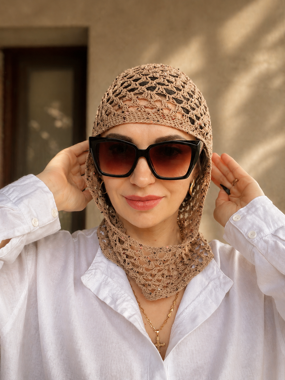 Summer Crochet Balaclava | Lightweight Cotton Hood | Breathable Knit Headwear